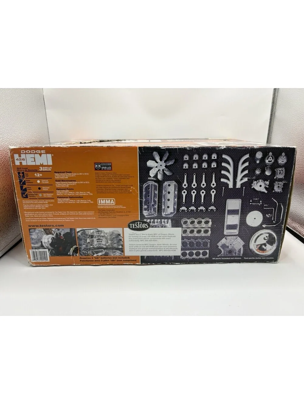 Testors Dodge 426 Hemi V-8 1:4 Scale Kit Electric Drive Motor Open Box